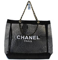 Chanel Tote Bag - Mesh Black Travel Handbag Gold Chain