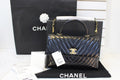 Chanel Handle Bag Black Leather Quilted  Chevron Top