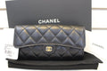 Chanel Wallet Leather Black Quilted  Long Flap