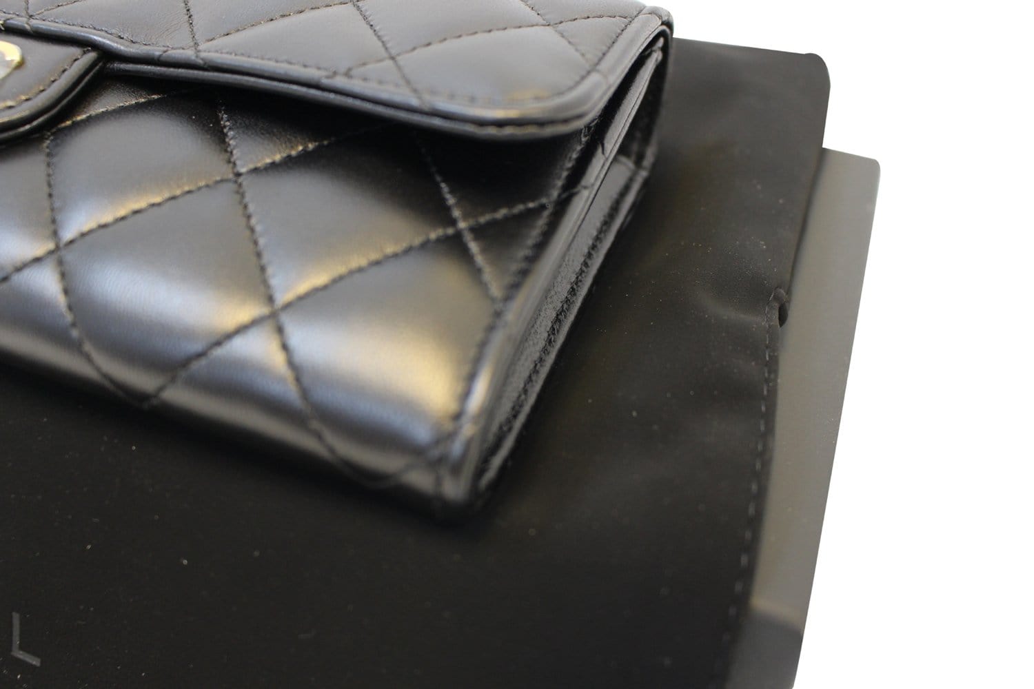 Chanel Wallet Leather Black Quilted  Long Flap