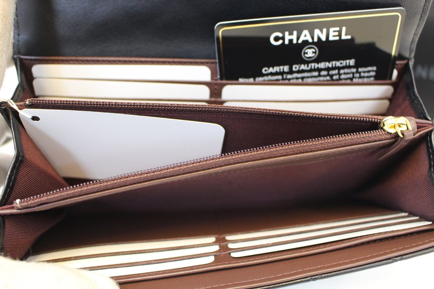 Chanel Wallet Leather Black Quilted  Long Flap