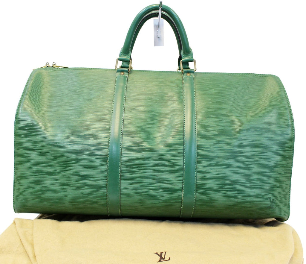 LOUIS VUITTON Epi Leather Green Keepall 50 Boston Satchel Bag