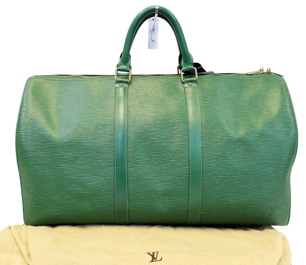 LOUIS VUITTON Epi Leather Green Keepall 50 Boston Satchel Bag