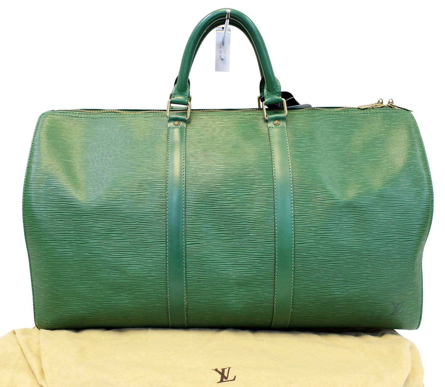 LOUIS VUITTON Epi Leather Green Keepall 50 Boston Satchel Bag