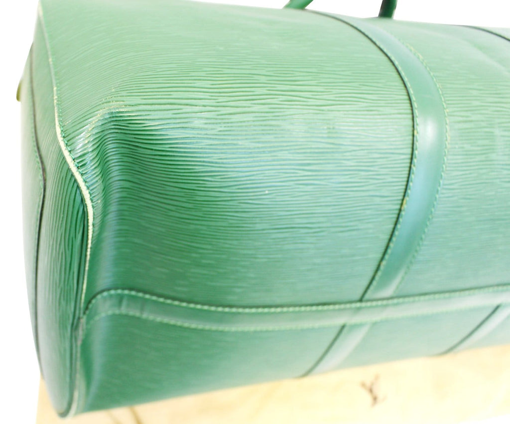 LOUIS VUITTON Epi Leather Green Keepall 50 Boston Satchel Bag
