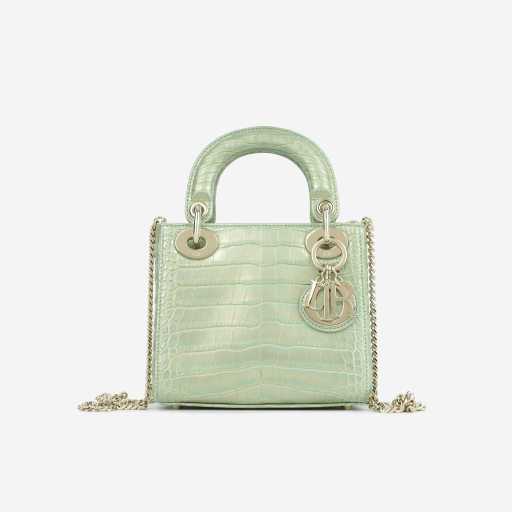 Mini Lady Dioror - Green/Gold CrocoDiorle