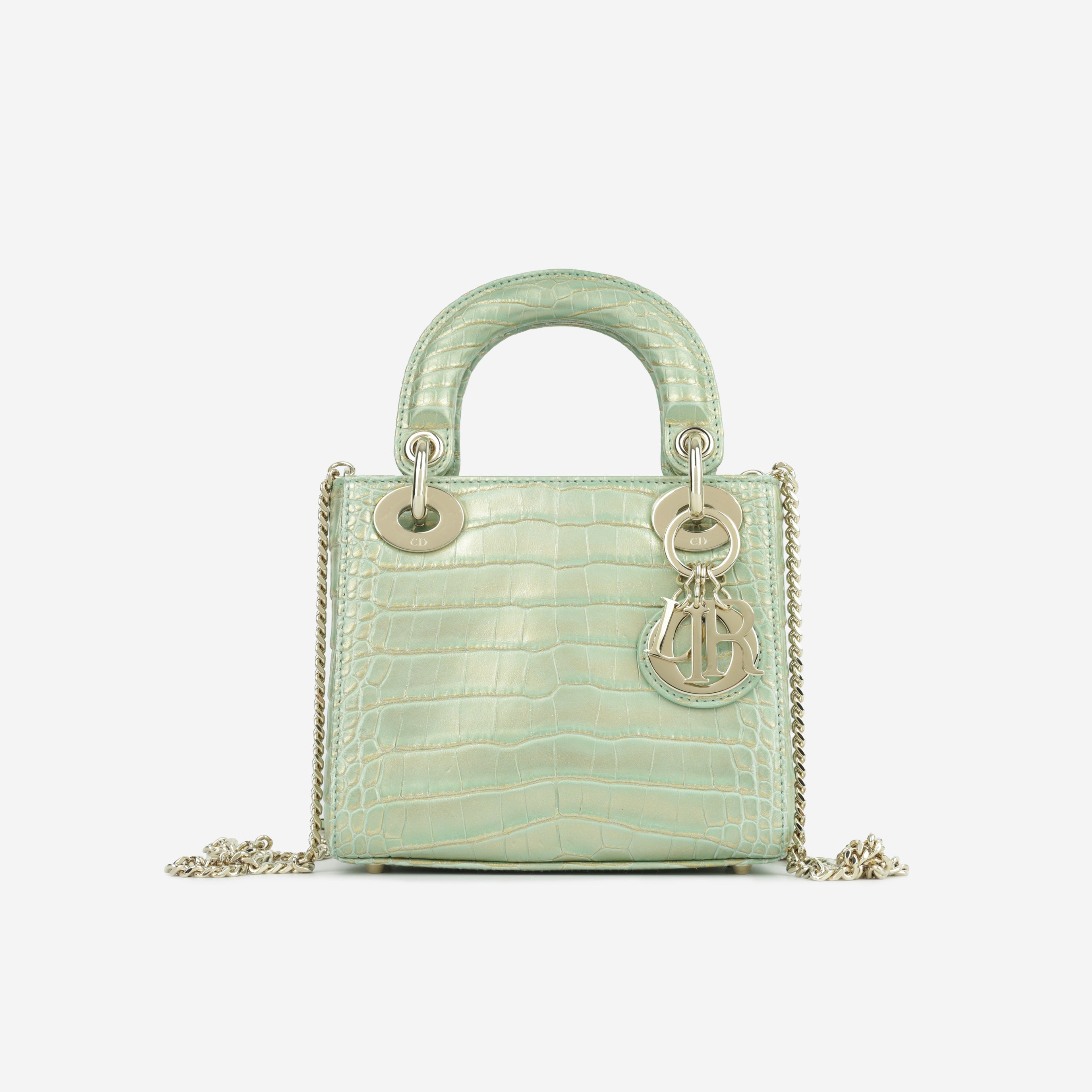 Mini Lady Dioror - Green/Gold CrocoDiorle