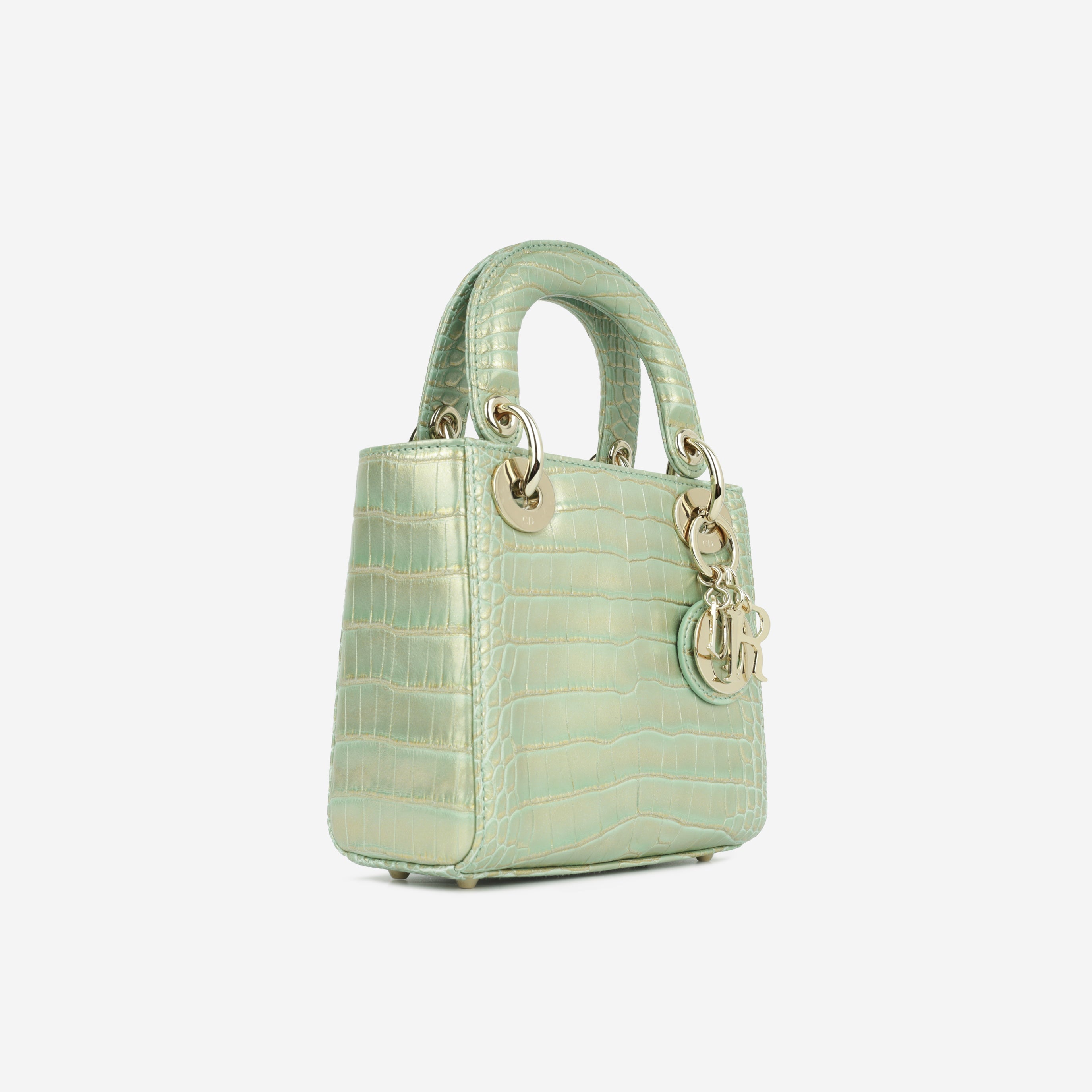 Mini Lady Dioror - Green/Gold CrocoDiorle