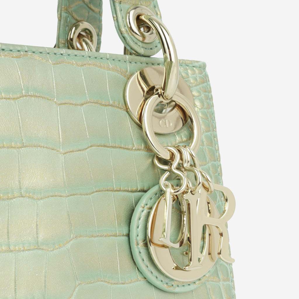 Mini Lady Dioror - Green/Gold CrocoDiorle