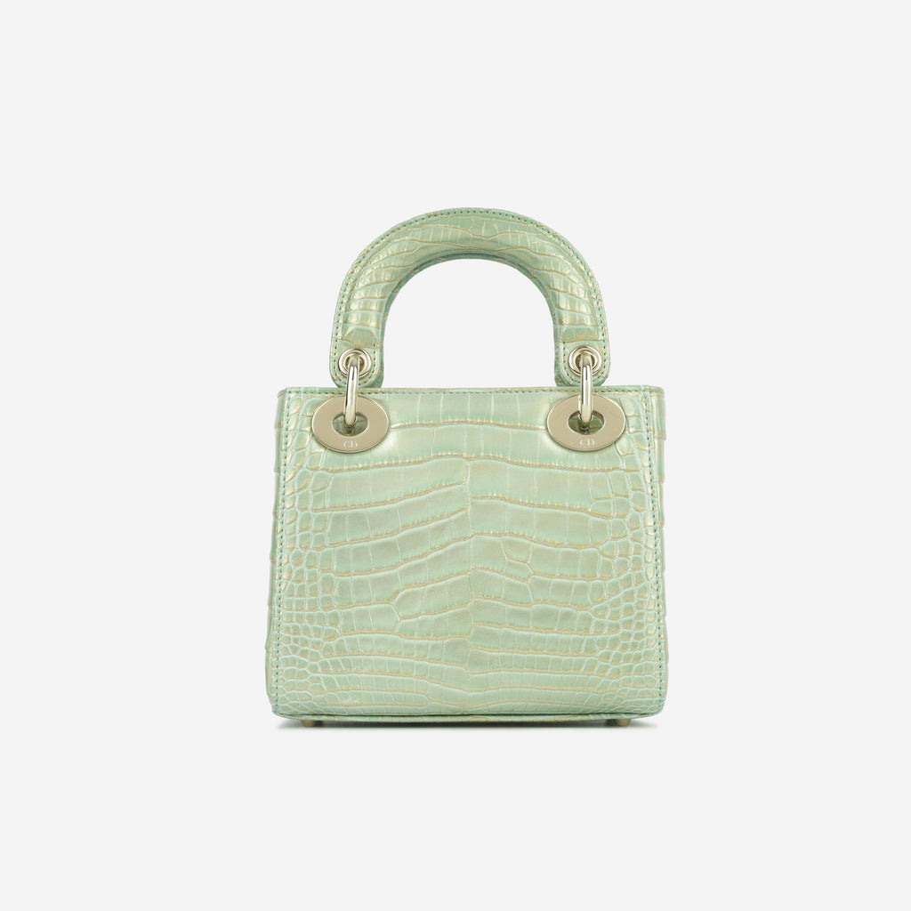 Mini Lady Dioror - Green/Gold CrocoDiorle