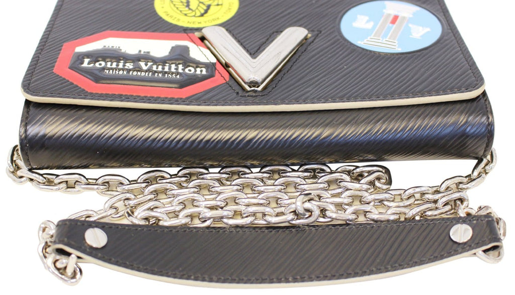 LOUIS VUITTON Epi World Tour Twist Chain Wallet Noir Black Crossbody