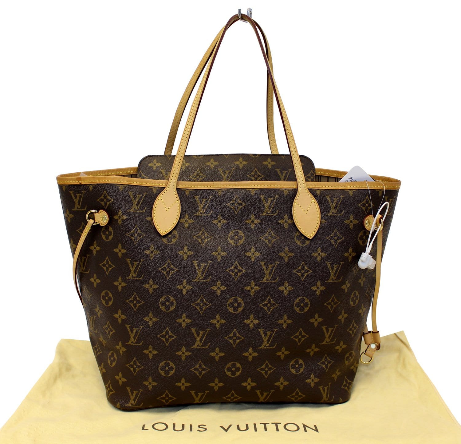 LOUIS VUITTON Neverfull MM Monogram Canvas Tote Bag Brown w/Pouch