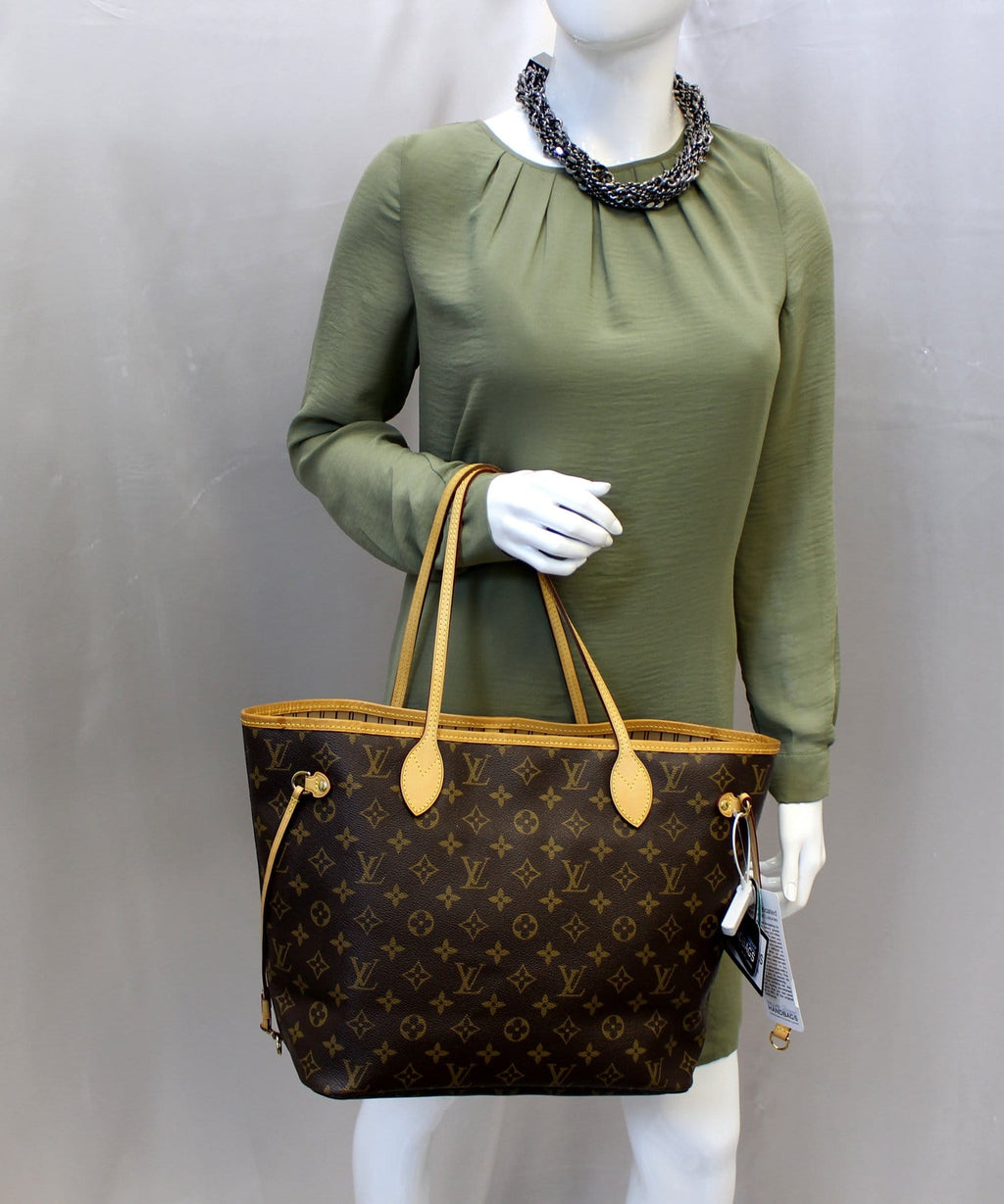 LOUIS VUITTON Neverfull MM Monogram Canvas Tote Bag Brown w/Pouch