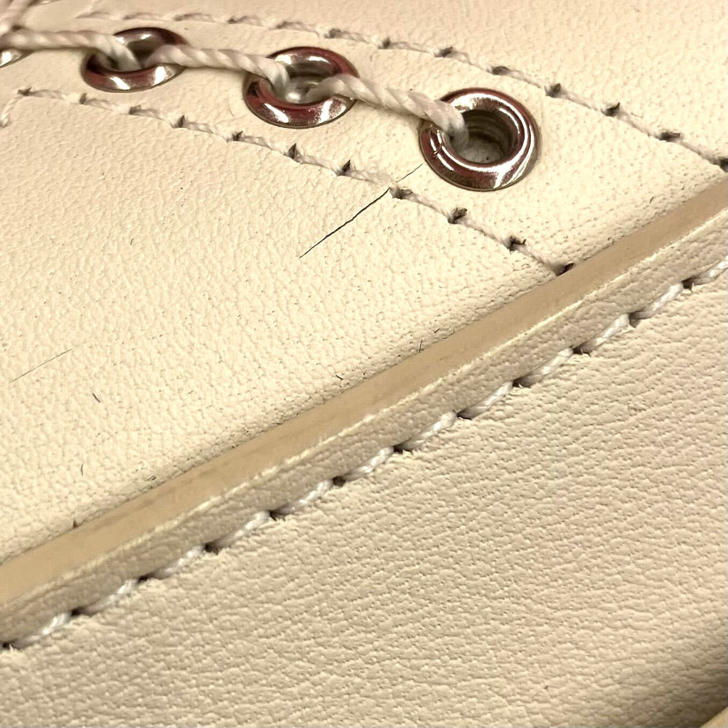Chanel 2018 White Calfskin Coco Eyelets Round Flap Shoulder Bag