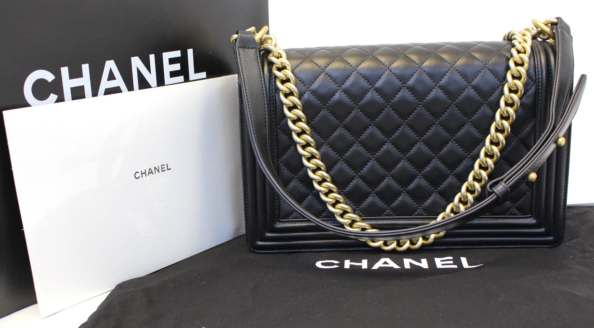 Chanel Le Boy Medium  Leather Shoulder Bag Black