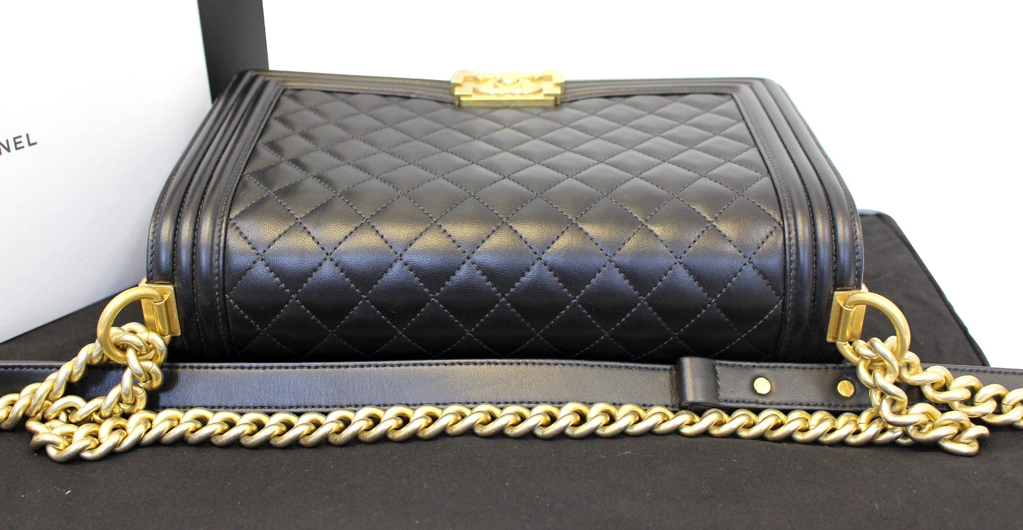 Chanel Le Boy Medium  Leather Shoulder Bag Black
