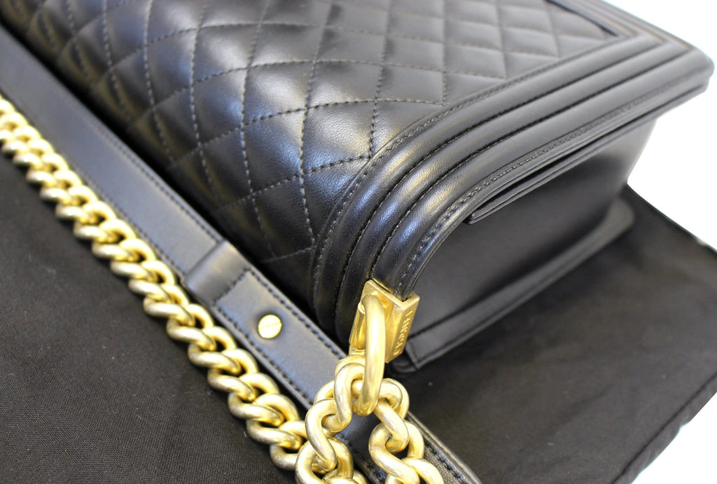 Chanel Le Boy Medium  Leather Shoulder Bag Black