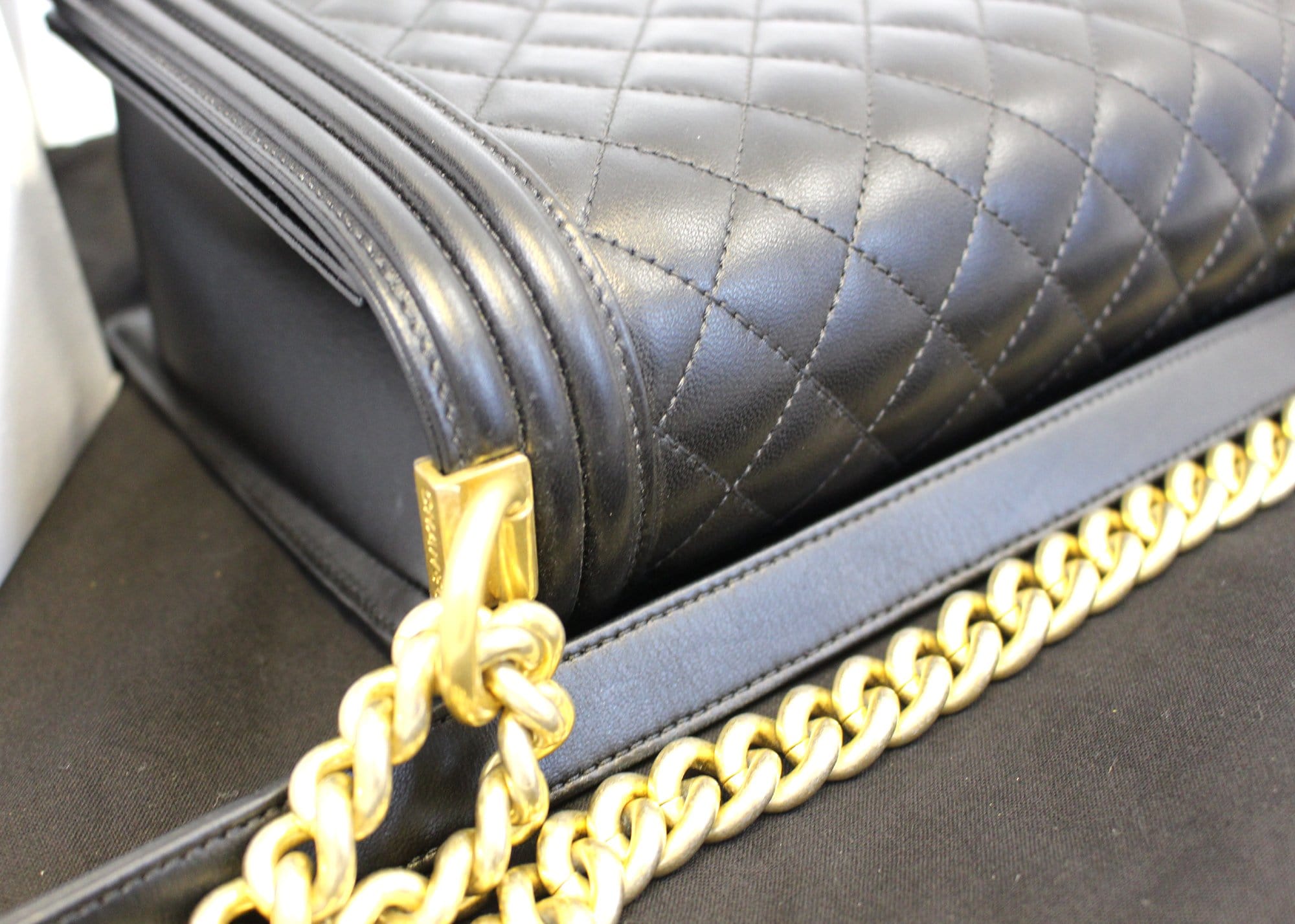 Chanel Le Boy Medium  Leather Shoulder Bag Black