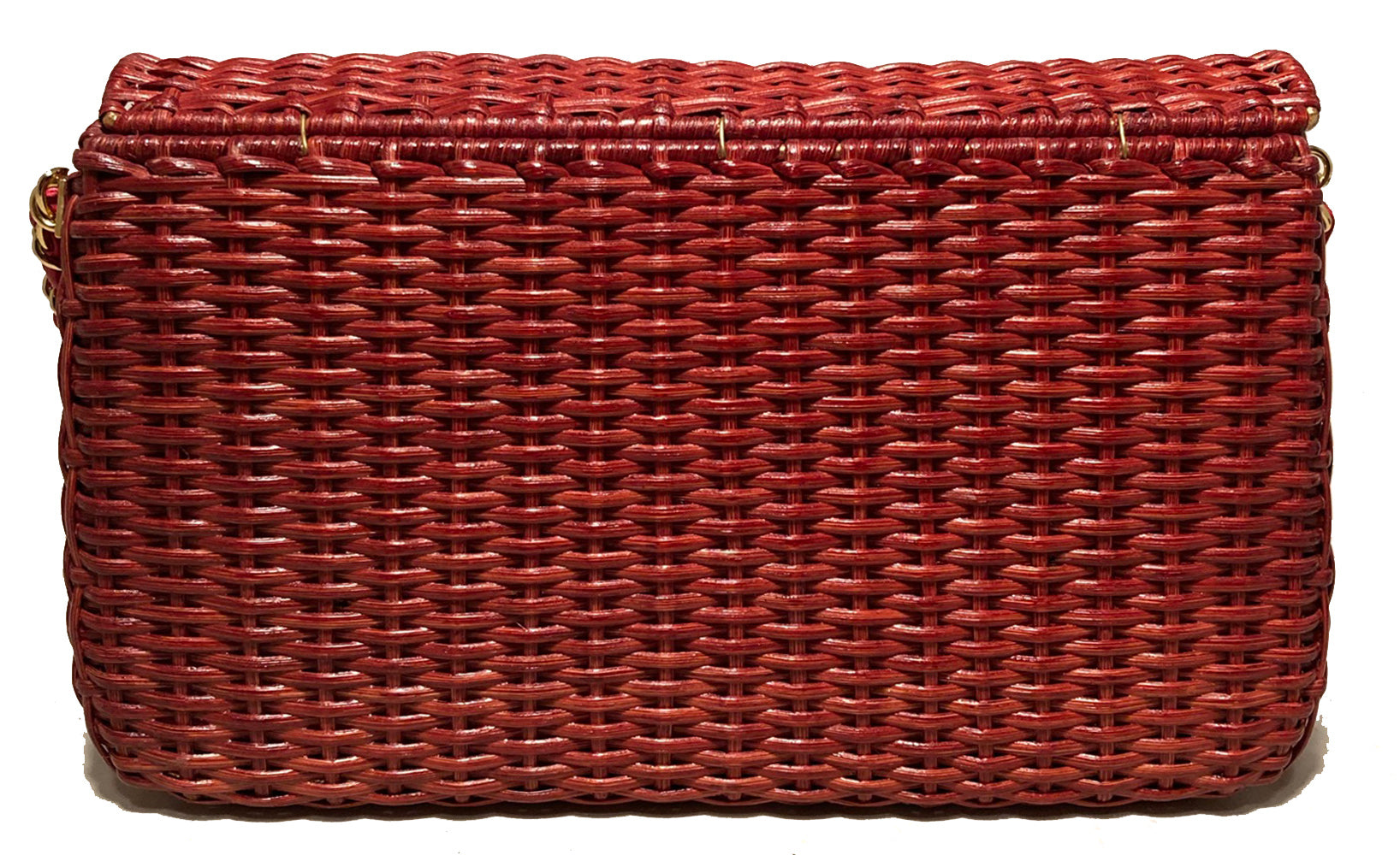 Chanel Red Wicker Classic Flap Shoulder Bag