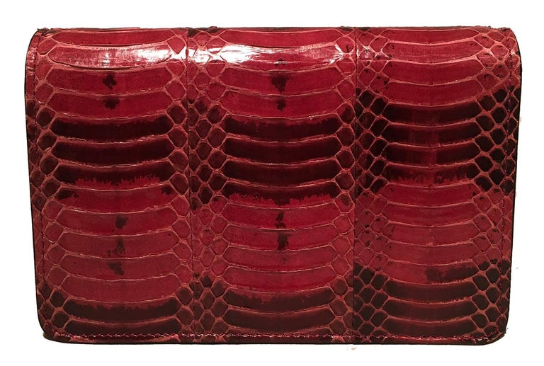 Dolce and GaBurberryana Maroon Snakeskin Keyhole Clutch Bag