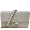 GUCCI Gucci Interlocking Pebbled Leather Crossbody Bag White 615523