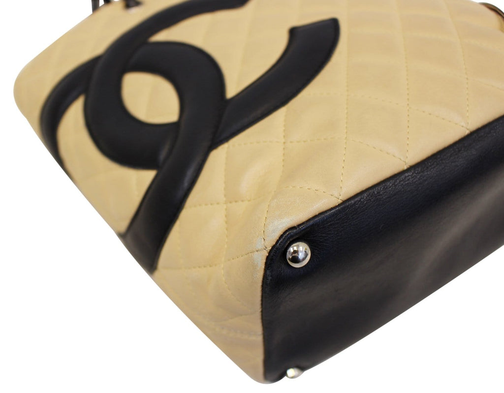 Chanel Cambon Ligne Quilted Tote Beige Black - Last Call
