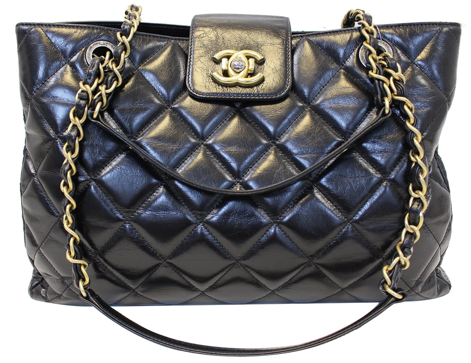 Chanel Matelasse Black Calfskin Leather Shoulder Bag