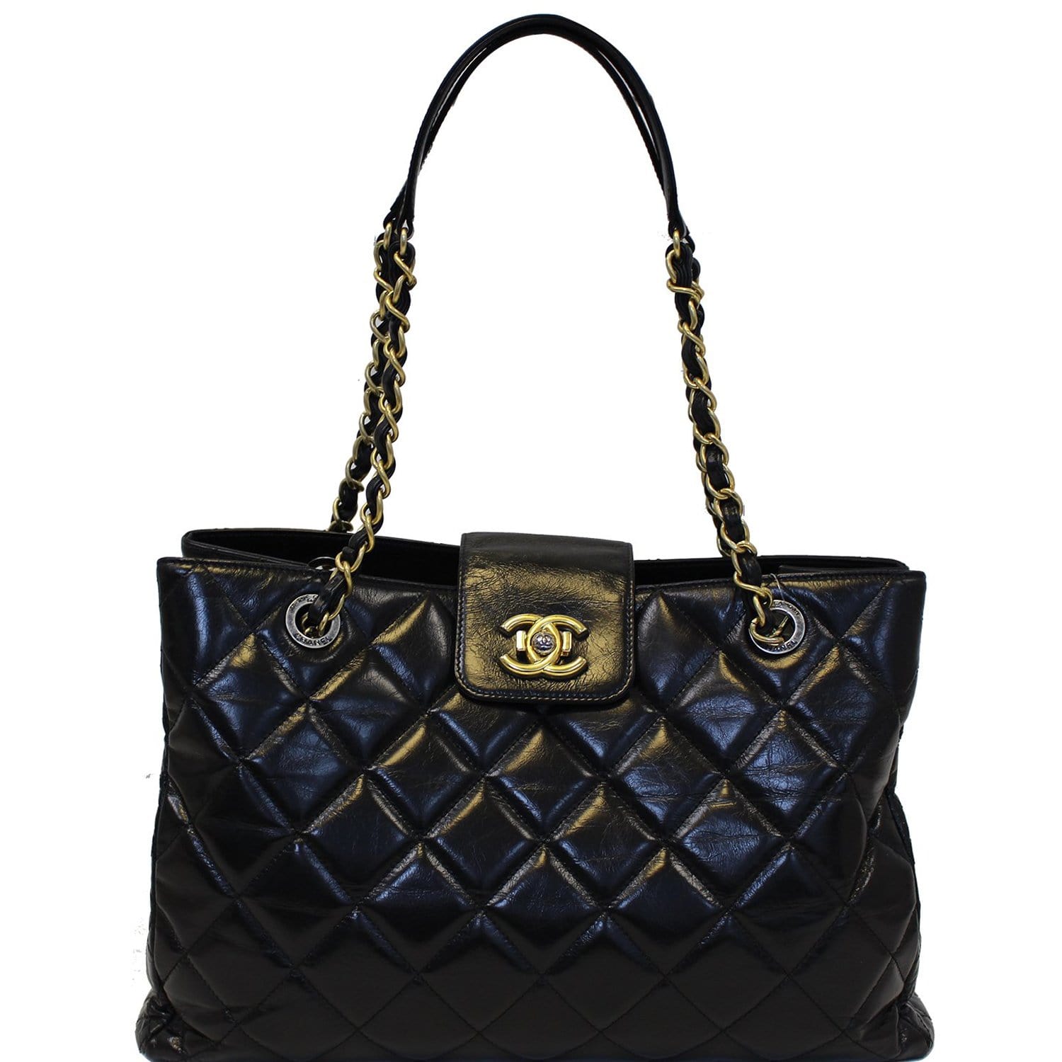 Chanel Matelasse Black Calfskin Leather Shoulder Bag