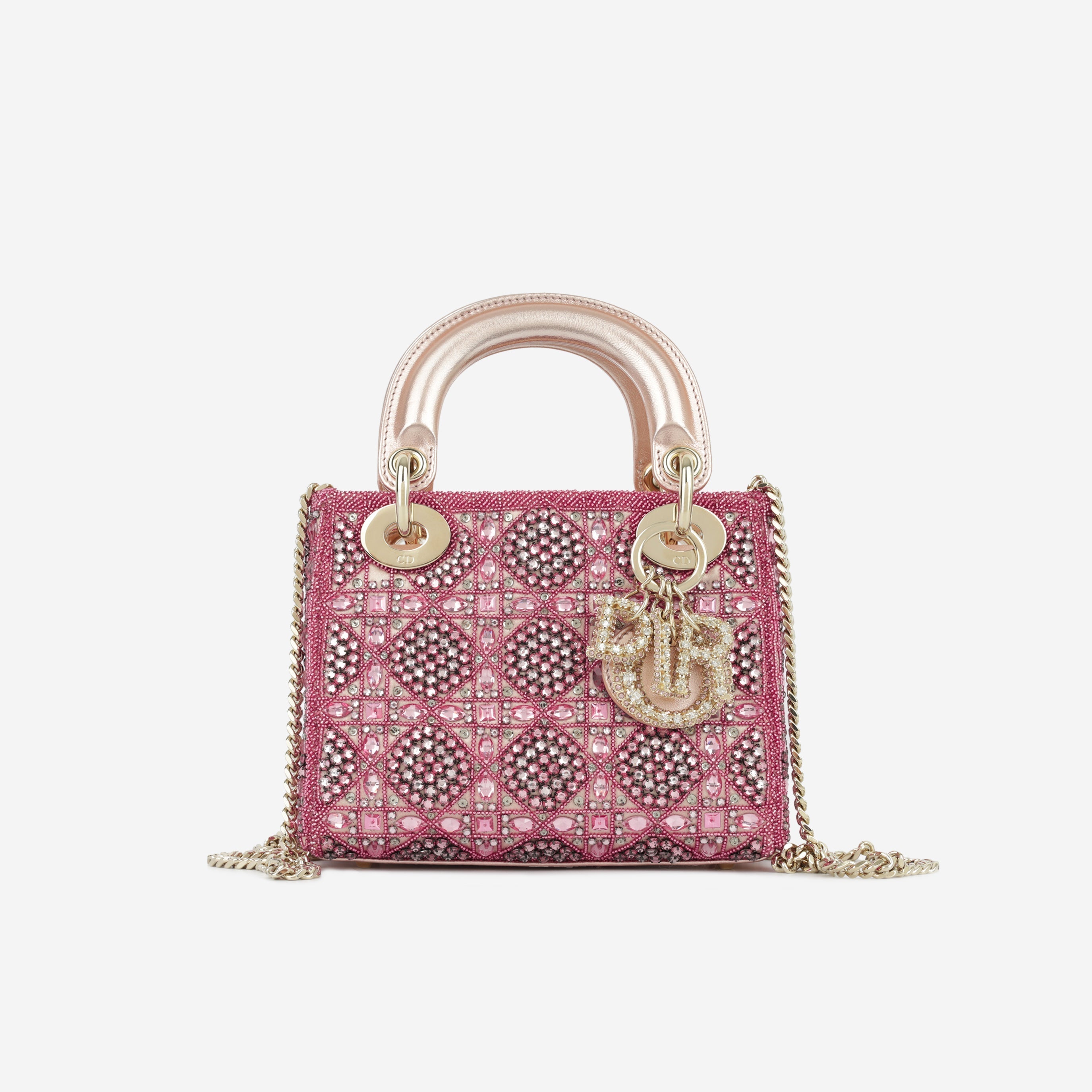Mini Lady Dioror - Pink Crystal Beaded