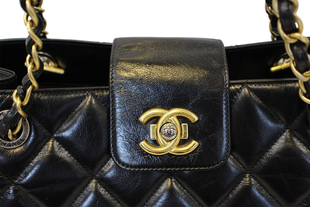 Chanel Matelasse Black Calfskin Leather Shoulder Bag
