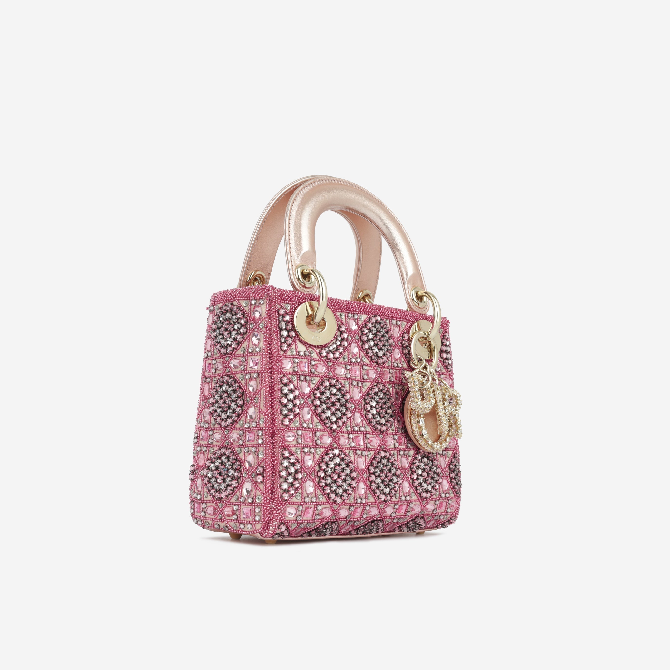 Mini Lady Dioror - Pink Crystal Beaded