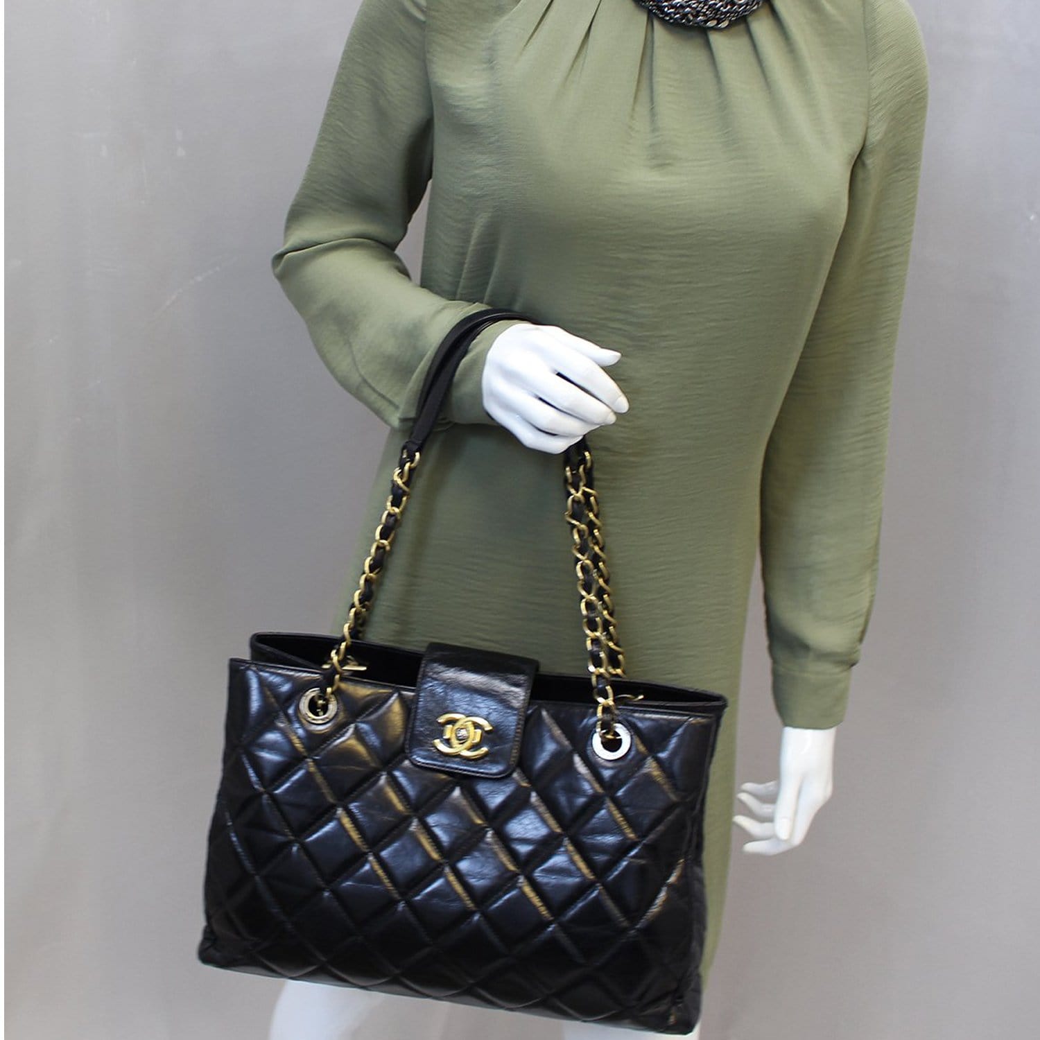 Chanel Matelasse Black Calfskin Leather Shoulder Bag