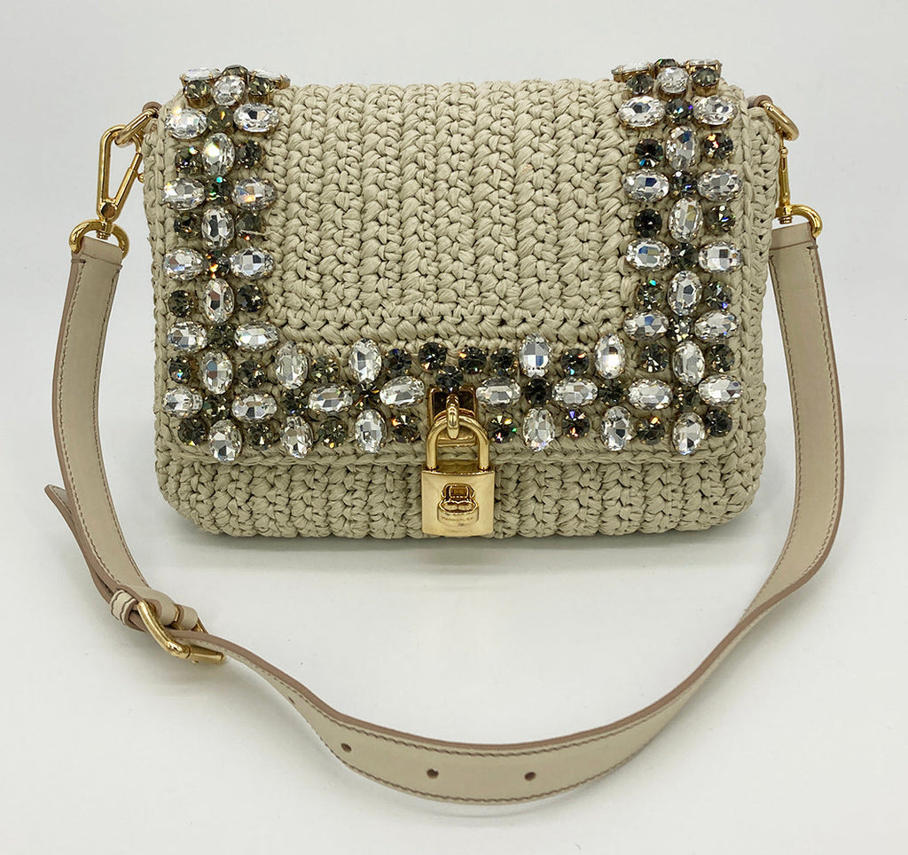 DolCeline & Gabbana Crystal Raffia Flap Shoulder Bag