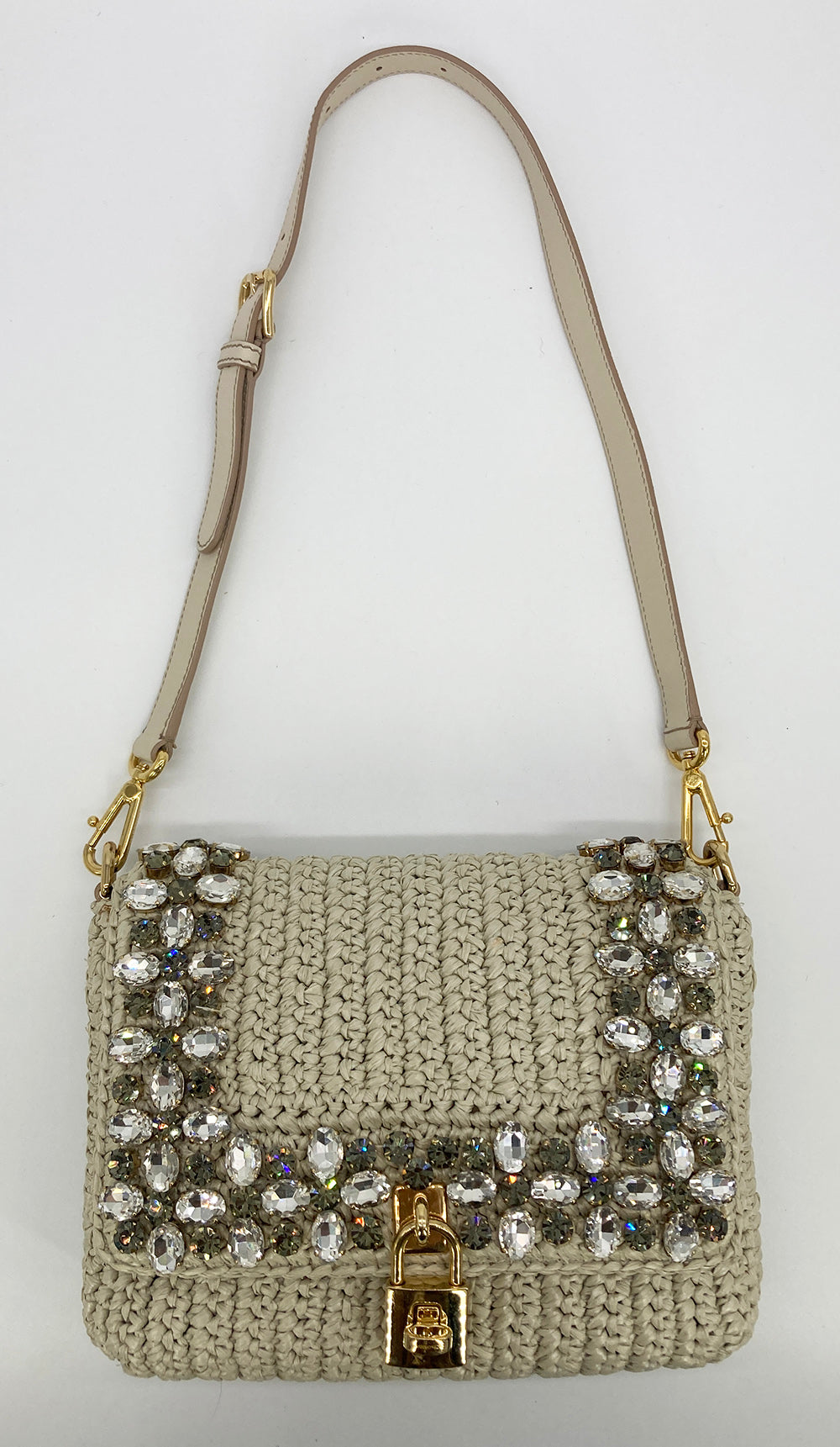 DolCeline & Gabbana Crystal Raffia Flap Shoulder Bag