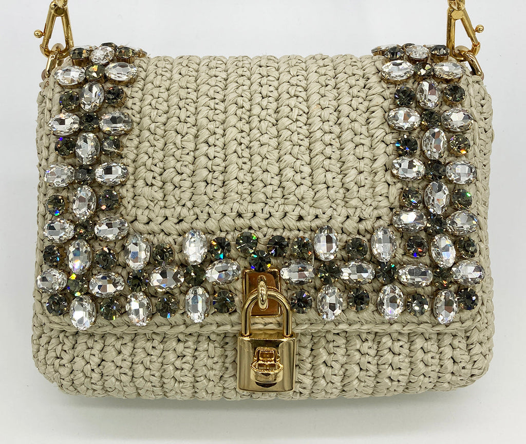 DolCeline & Gabbana Crystal Raffia Flap Shoulder Bag