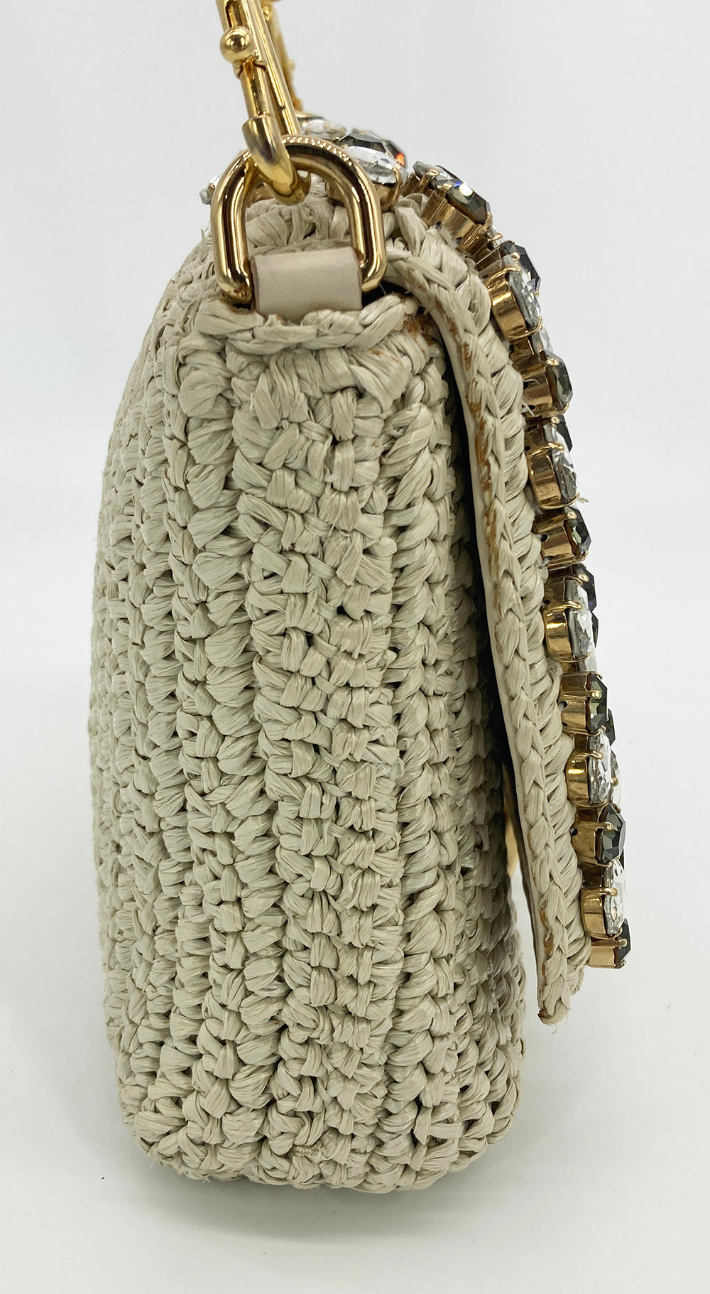 DolCeline & Gabbana Crystal Raffia Flap Shoulder Bag