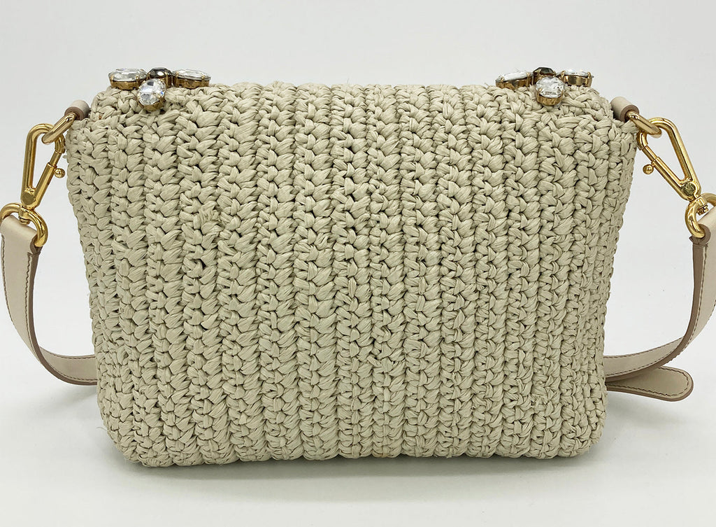 DolCeline & Gabbana Crystal Raffia Flap Shoulder Bag