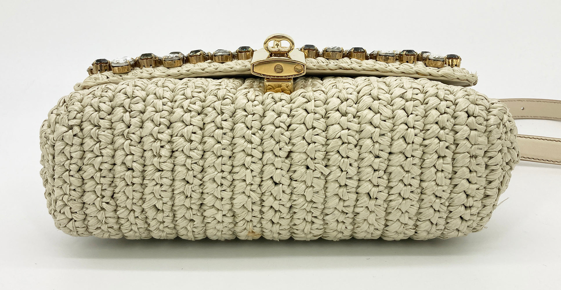 DolCeline & Gabbana Crystal Raffia Flap Shoulder Bag