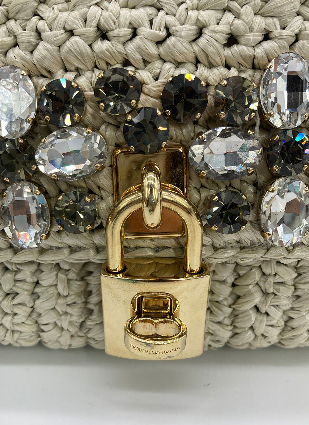 DolCeline & Gabbana Crystal Raffia Flap Shoulder Bag