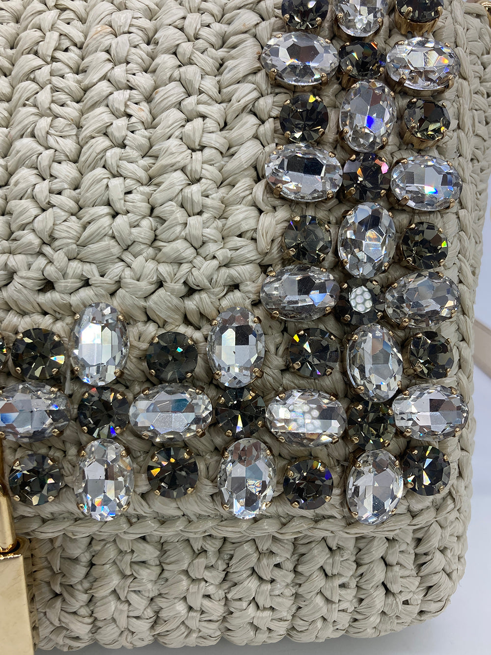DolCeline & Gabbana Crystal Raffia Flap Shoulder Bag