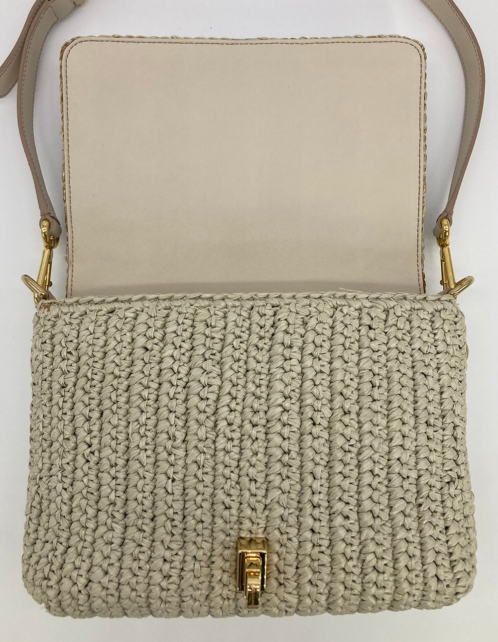 DolCeline & Gabbana Crystal Raffia Flap Shoulder Bag