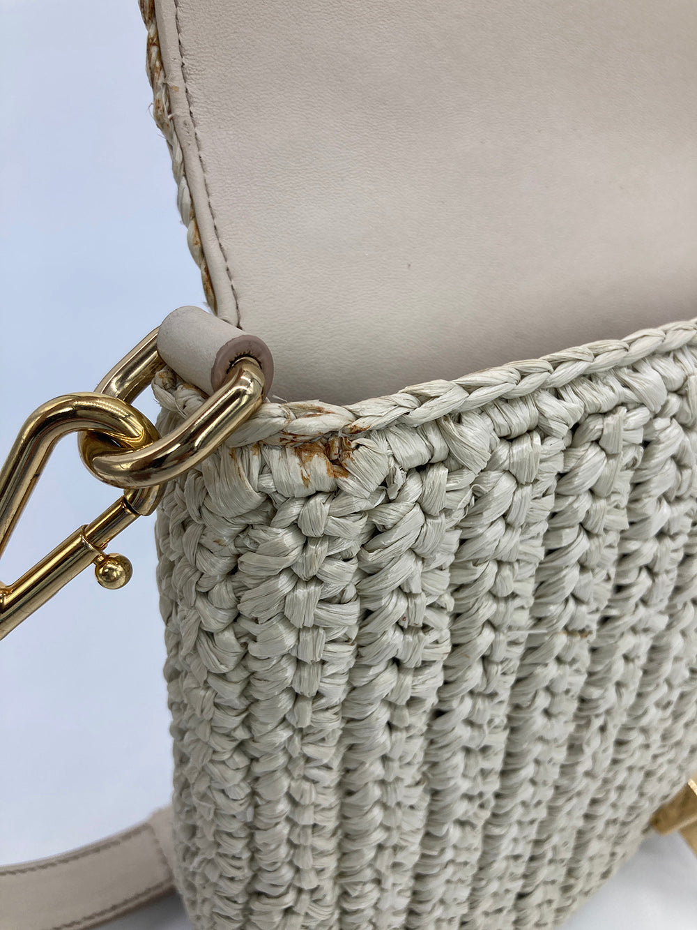 DolCeline & Gabbana Crystal Raffia Flap Shoulder Bag