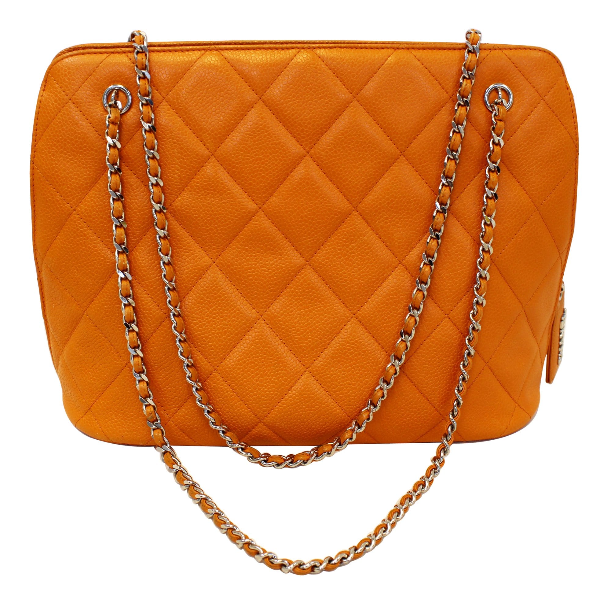 Chanel Caviar Leather Leather Orange Timeless Shoulder Bag