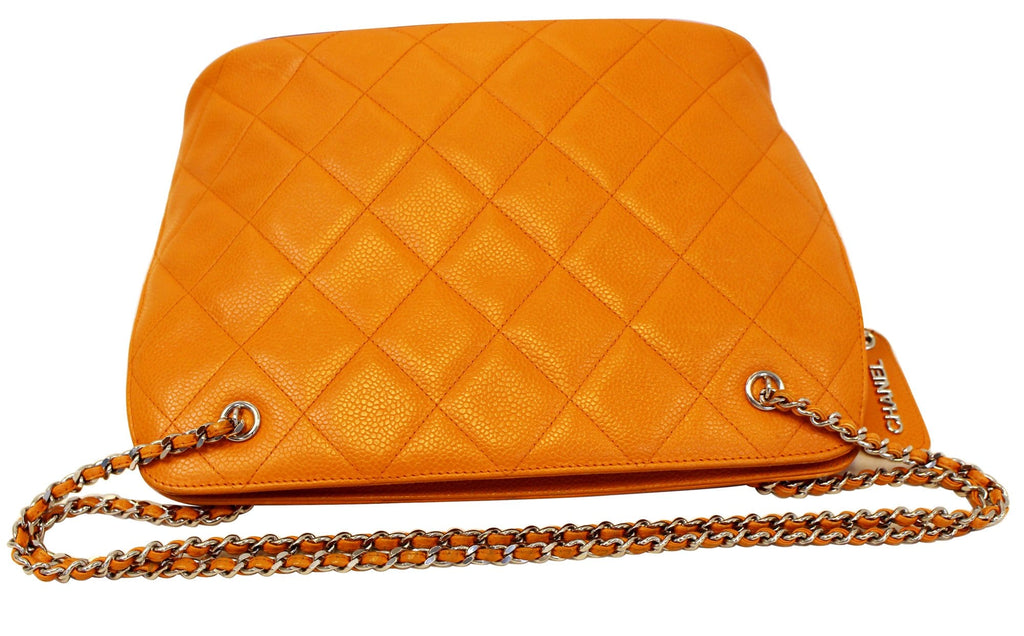 Chanel Caviar Leather Leather Orange Timeless Shoulder Bag