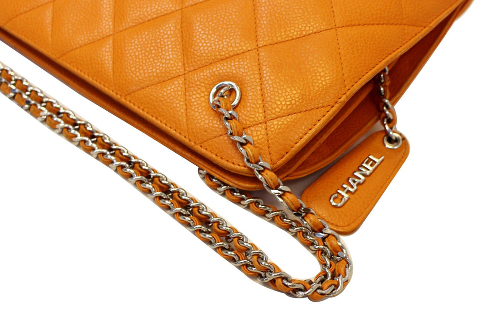 Chanel Caviar Leather Leather Orange Timeless Shoulder Bag