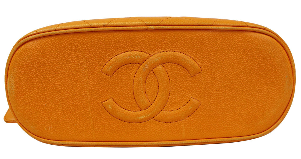 Chanel Caviar Leather Leather Orange Timeless Shoulder Bag