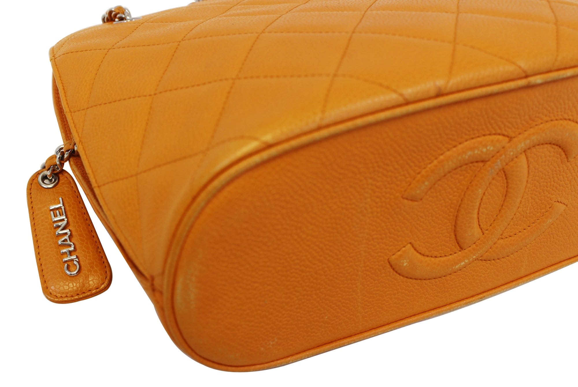 Chanel Caviar Leather Leather Orange Timeless Shoulder Bag