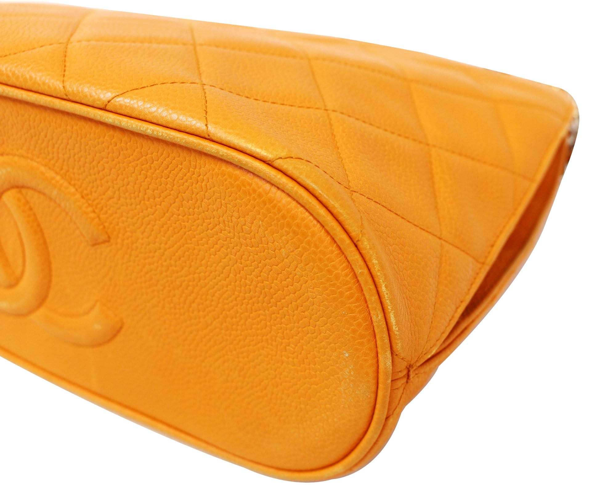 Chanel Caviar Leather Leather Orange Timeless Shoulder Bag