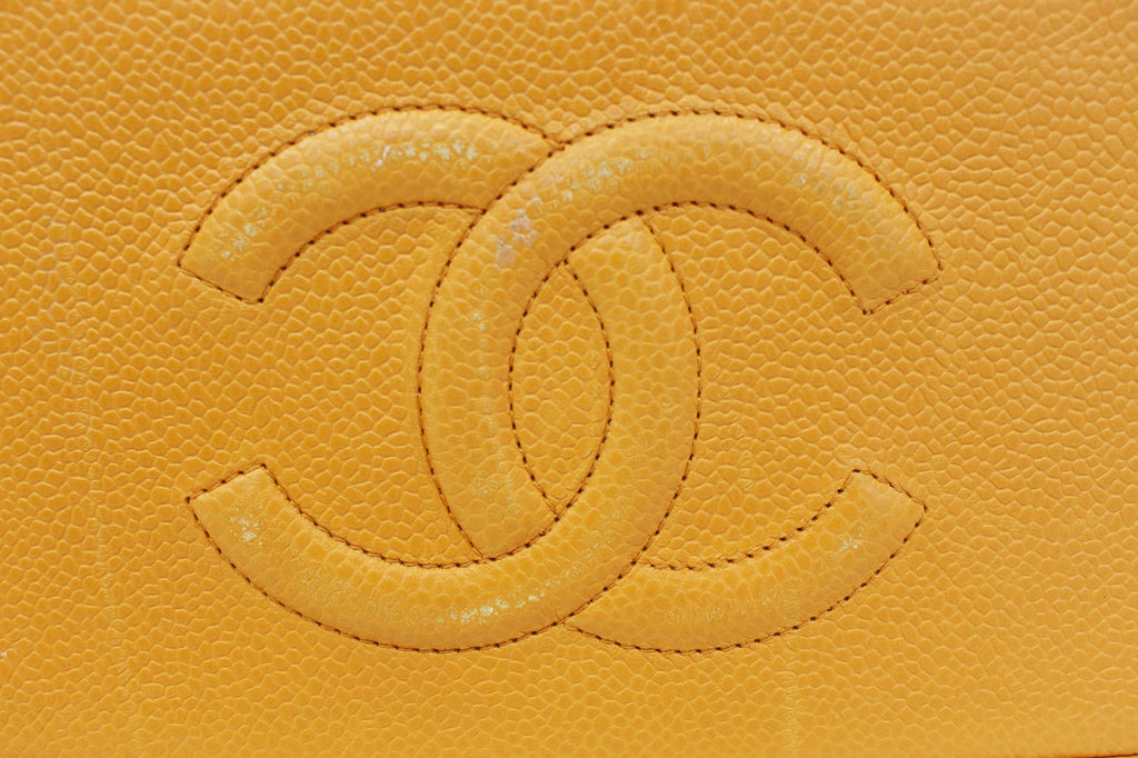 Chanel Caviar Leather Leather Orange Timeless Shoulder Bag