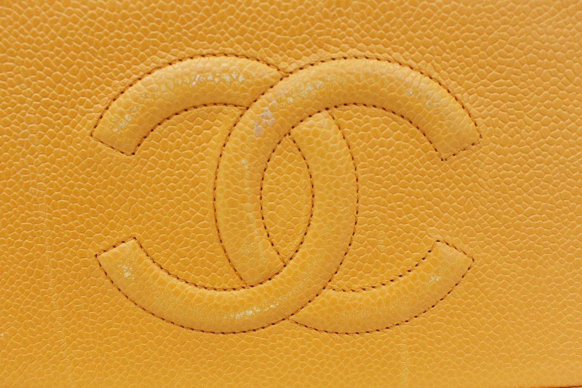 Chanel Caviar Leather Leather Orange Timeless Shoulder Bag